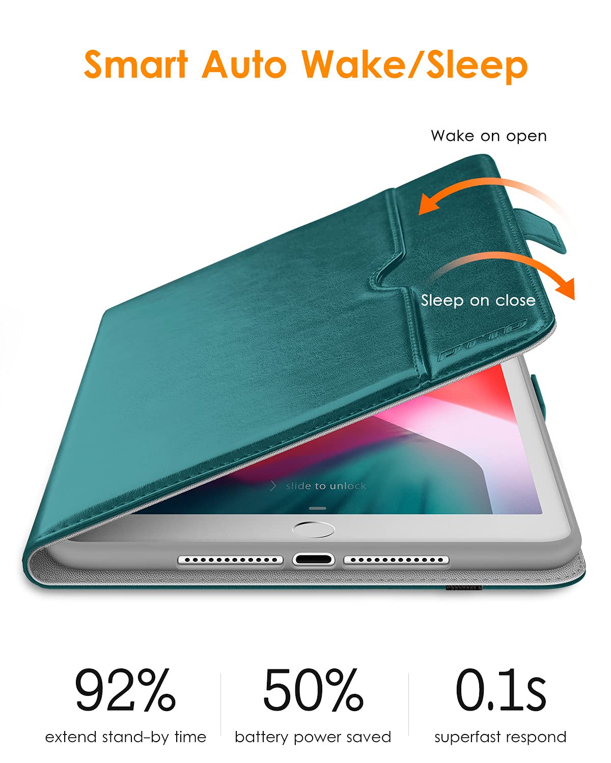 Premium Leather Folio Stand Cover Case for iPad 9.7 Inch (5th/6th Gen 2018/2017, iPad Pro 9.7, Air 2/Air) with Apple Pencil Holder - Green | Protective iPad Case for Work, School & Travel