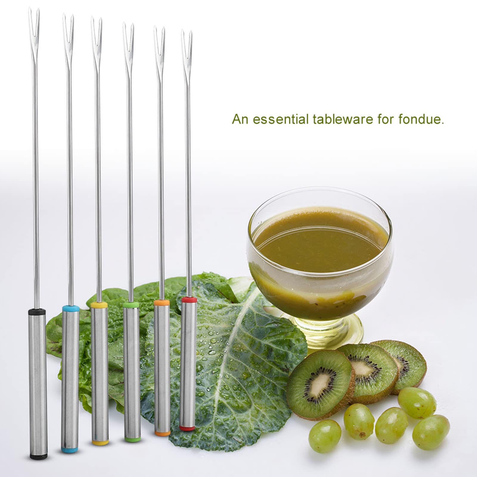 6-Piece Stainless Steel Fondue Forks Set for Chocolate, Cheese & Dessert - Durable Kitchen Tools & Tableware for Parties, Dinner & Entertaining
