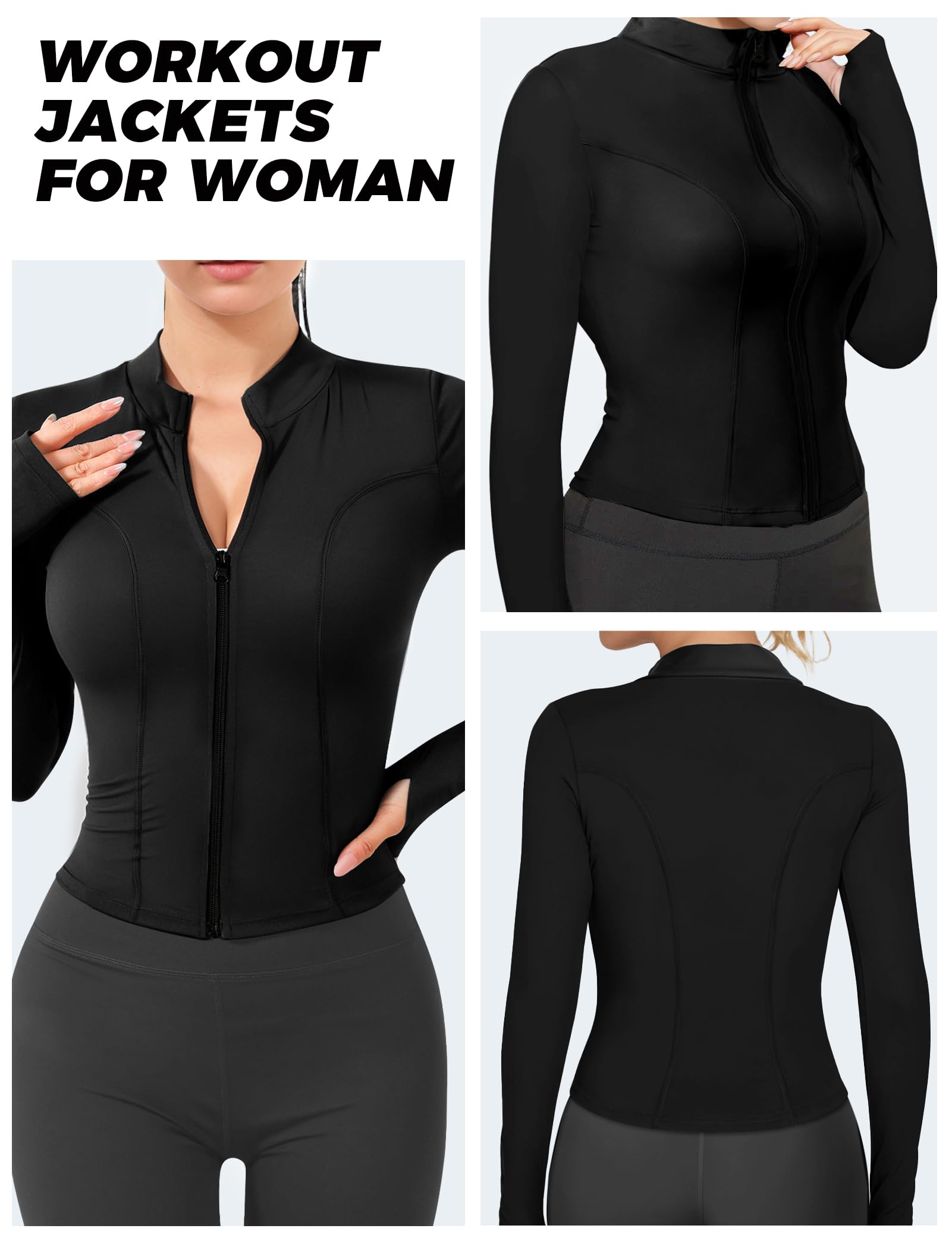 Lightweight Cropped Zip-Up Workout Jacket for Women - Breathable Athletic Running Jacket with Thumb Holes | Perfect for Gym, Yoga & Outdoor Activities
