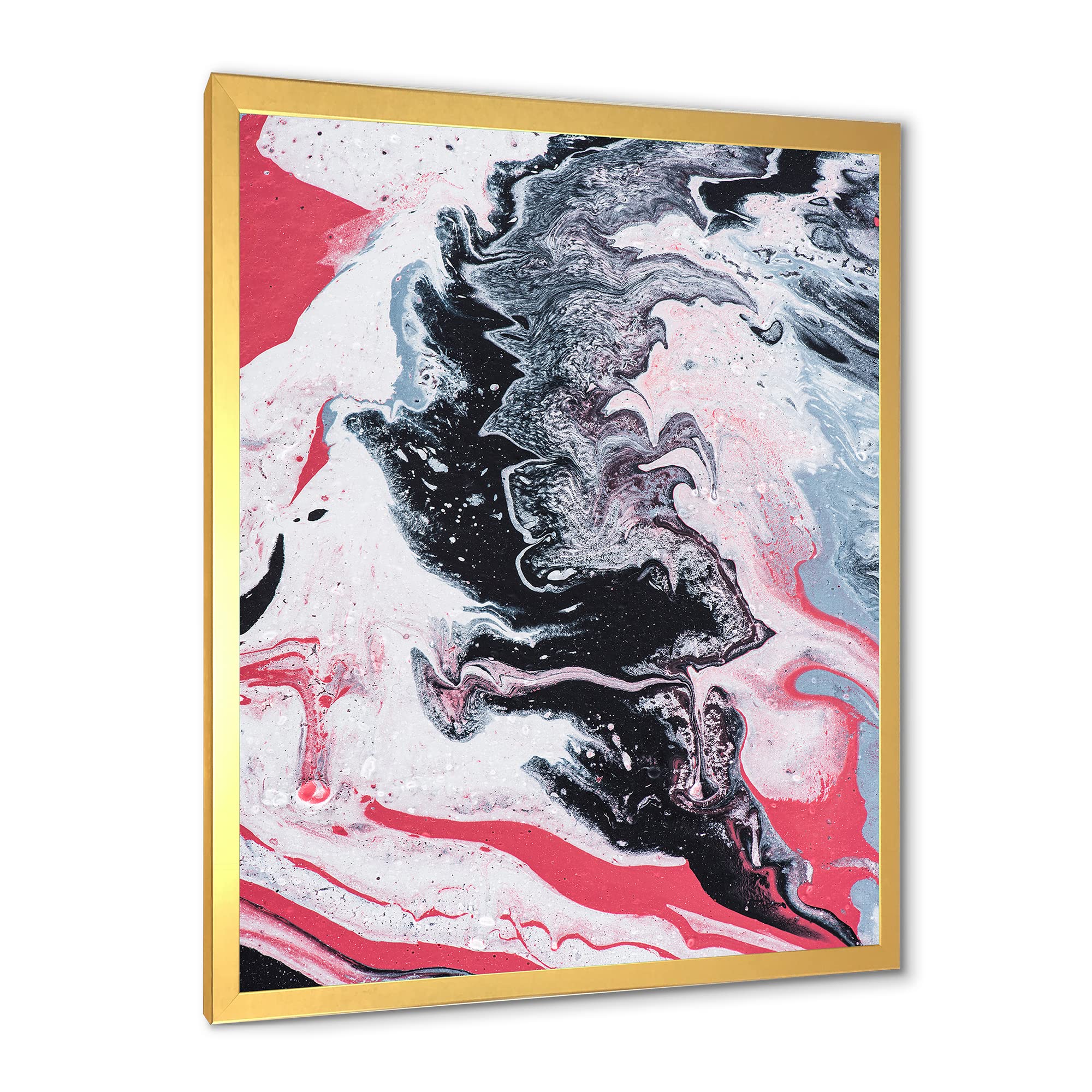 Abstract Marble Wall Art in Pink & Gray - Modern Framed Canvas Painting for Living Room, Bedroom & Office Decor | DesignQ