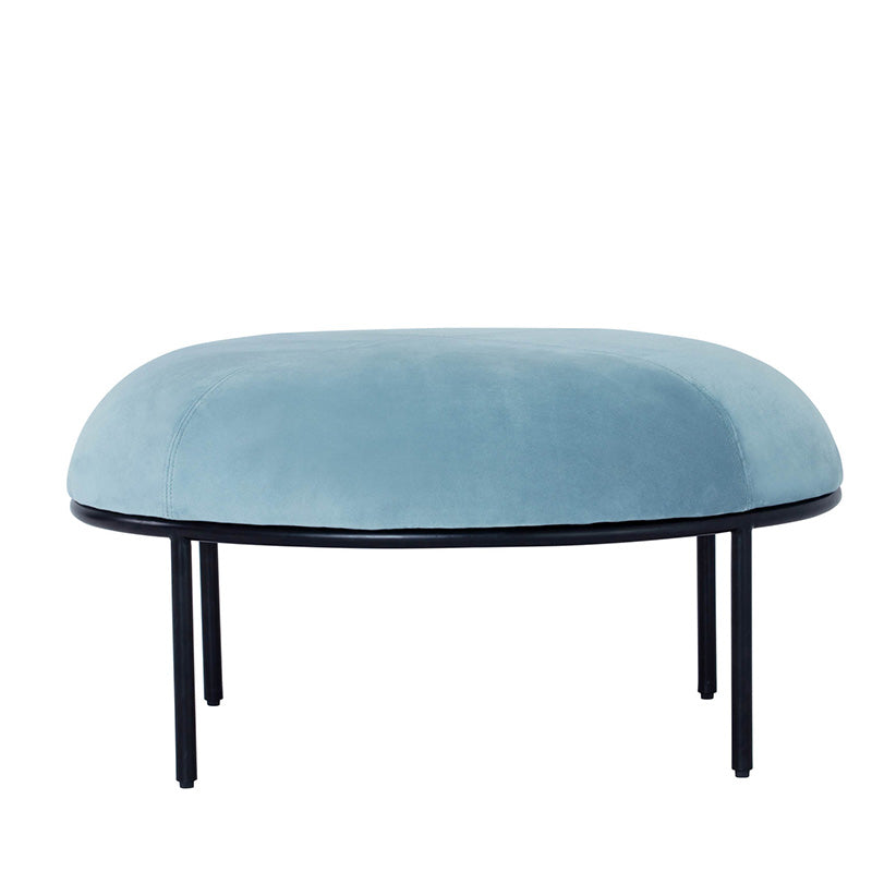 VAMOS 80cm Oval Footstool Ottoman - Jade & Black Upholstered Stool for Living Room, Bedroom, or Nursery - Perfect for Extra Seating, Footrest, or Decorative Accent