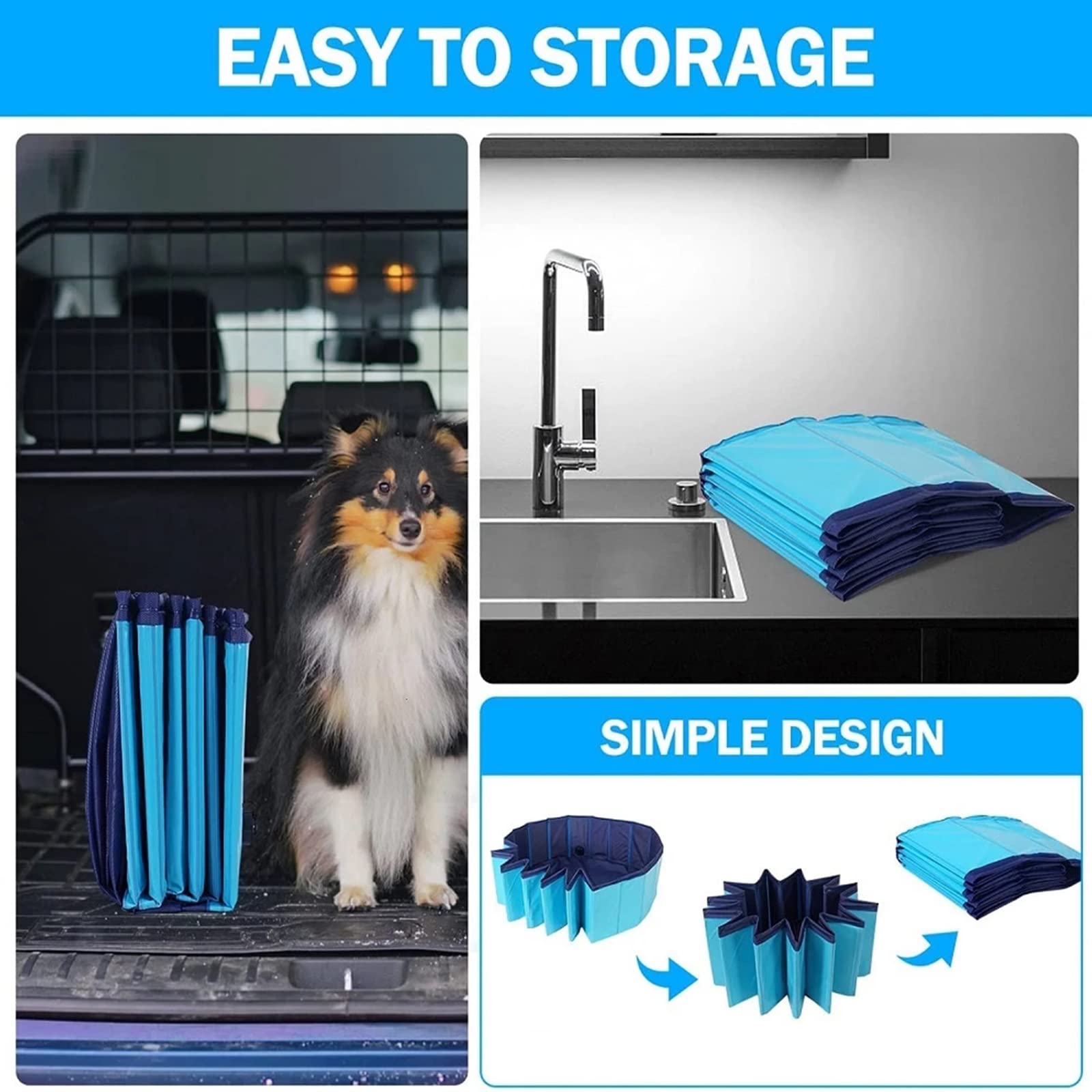 Foldable Dog Pet Bath Pool - Portable Hard Plastic PVC Pet Bathing Tub for Dogs, Cats & Kids | Collapsible Outdoor Swimming Pool with Slip-Resistant Design | Perfect for Backyard, Beach & Travel Use