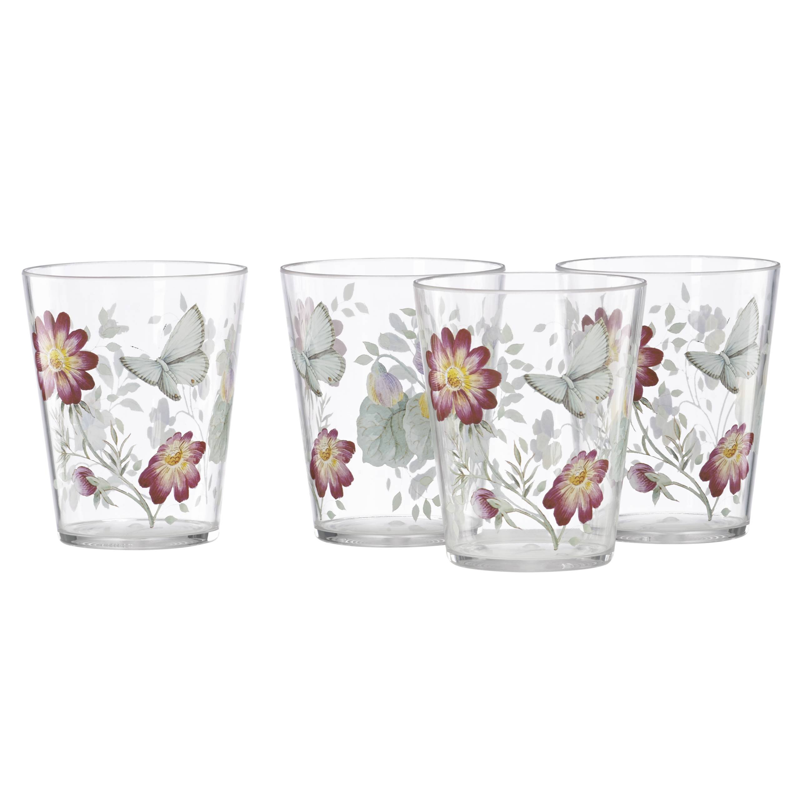 Lenox 8-Piece Butterfly Meadow Acrylic Drinkware Set - Shatterproof Tumblers for Iced Tea, Juice & Cocktails - Perfect for Outdoor Parties, Picnics & Home Entertaining
