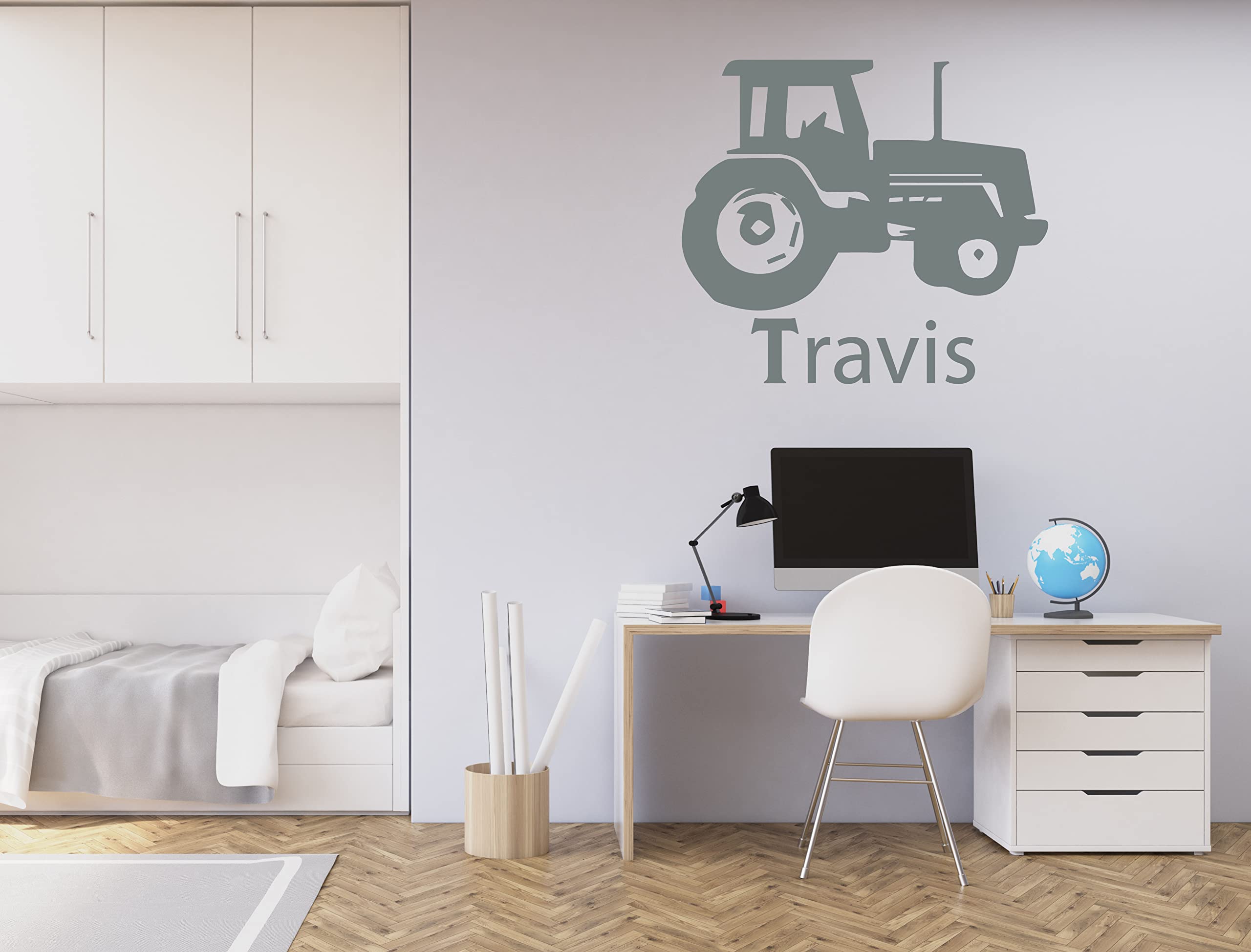 Custom Tractor Vinyl Wall Decal - Personalized Name Home Decor for Bedroom, Nursery, Barn & Game Room - Removable Wall Sticker - Perfect for Farmhouse, Kids Room & Man Cave Decor