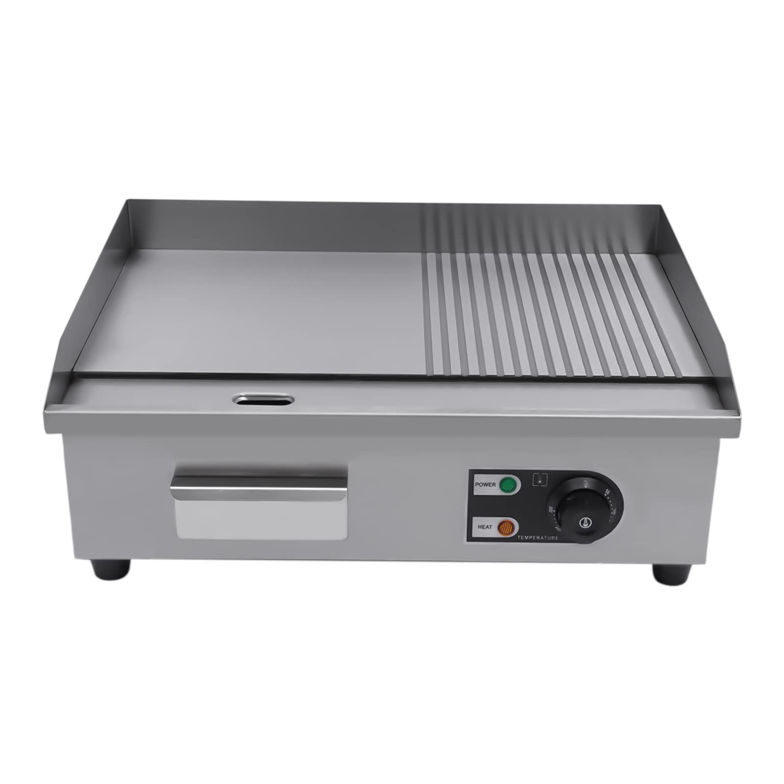 22 Inch 1600W Commercial Electric Countertop Griddle Grill - Stainless Steel Flat Top Grill for Restaurants, Diners & Home Cooking - Perfect for Pancakes, Burgers, Steaks & Breakfast Foods