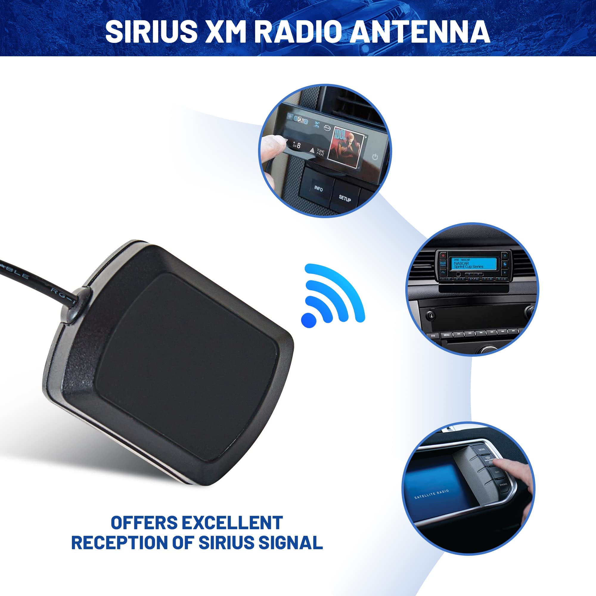 8 Ft Sirius XM Satellite Radio Antenna - Magnetic Base for XM/Sirius Receivers | Compatible with Lynx, Edge, MiRGE, XMp3, Inno, AirWare, Xpress, Onyx, XR9 | Home & Car GPS Antenna Replacement | Perfect for Road Trips & Indoor Satellite Radio Setup