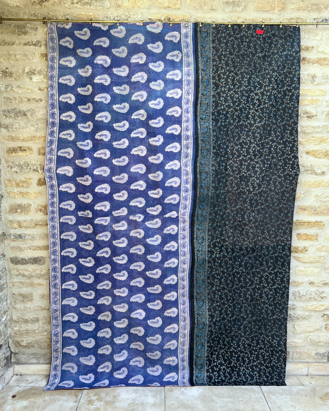 Midweight Kantha Quilt No. 789 - Handmade Cotton Bedspread with Traditional Embroidery - Perfect for Cozy Bedroom Decor, Boho Home Styling & Gift Giving