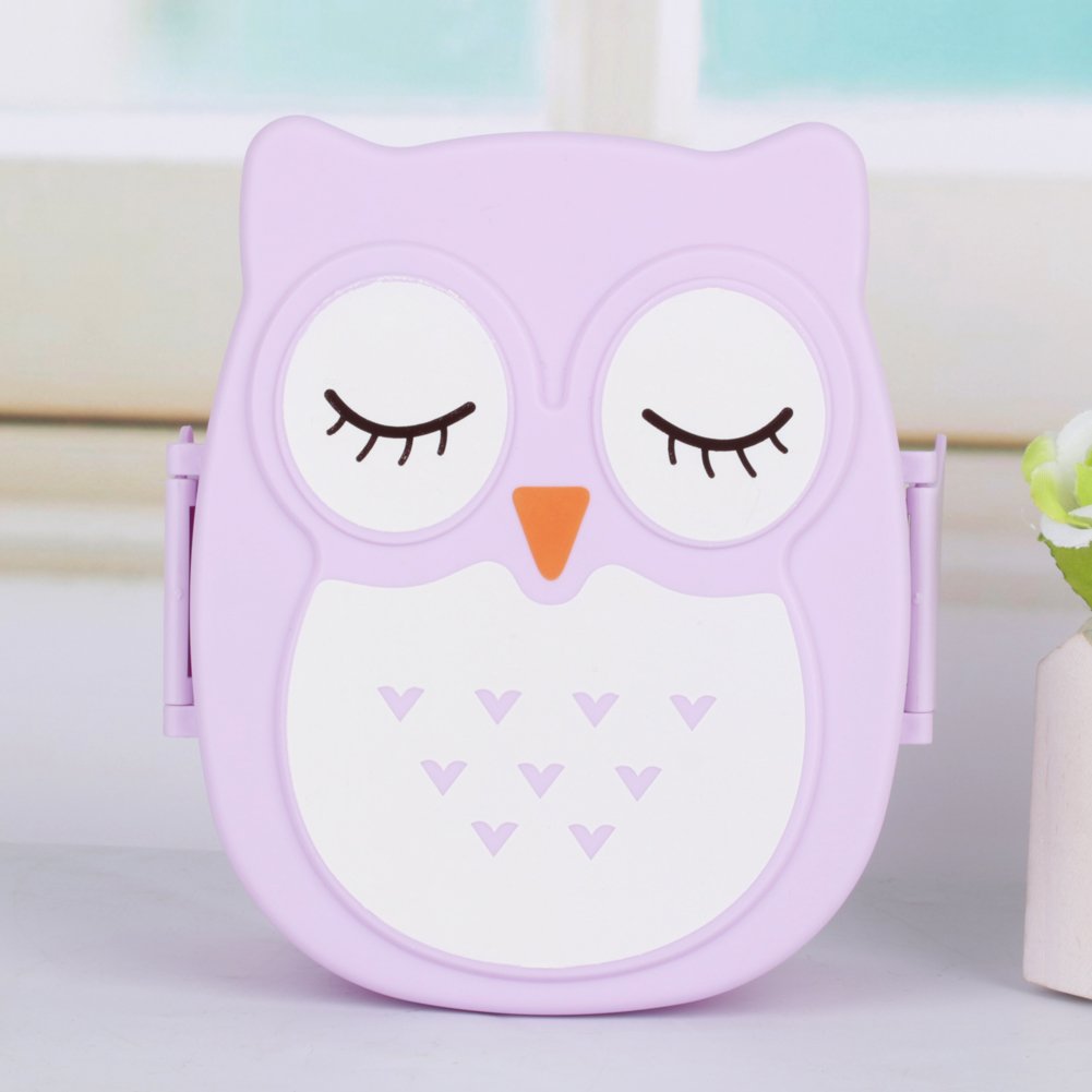 Yosoo Plastic Lunch Box with Owl Design - Microwave Safe, Portable Food Storage Container for School, Office & Picnic