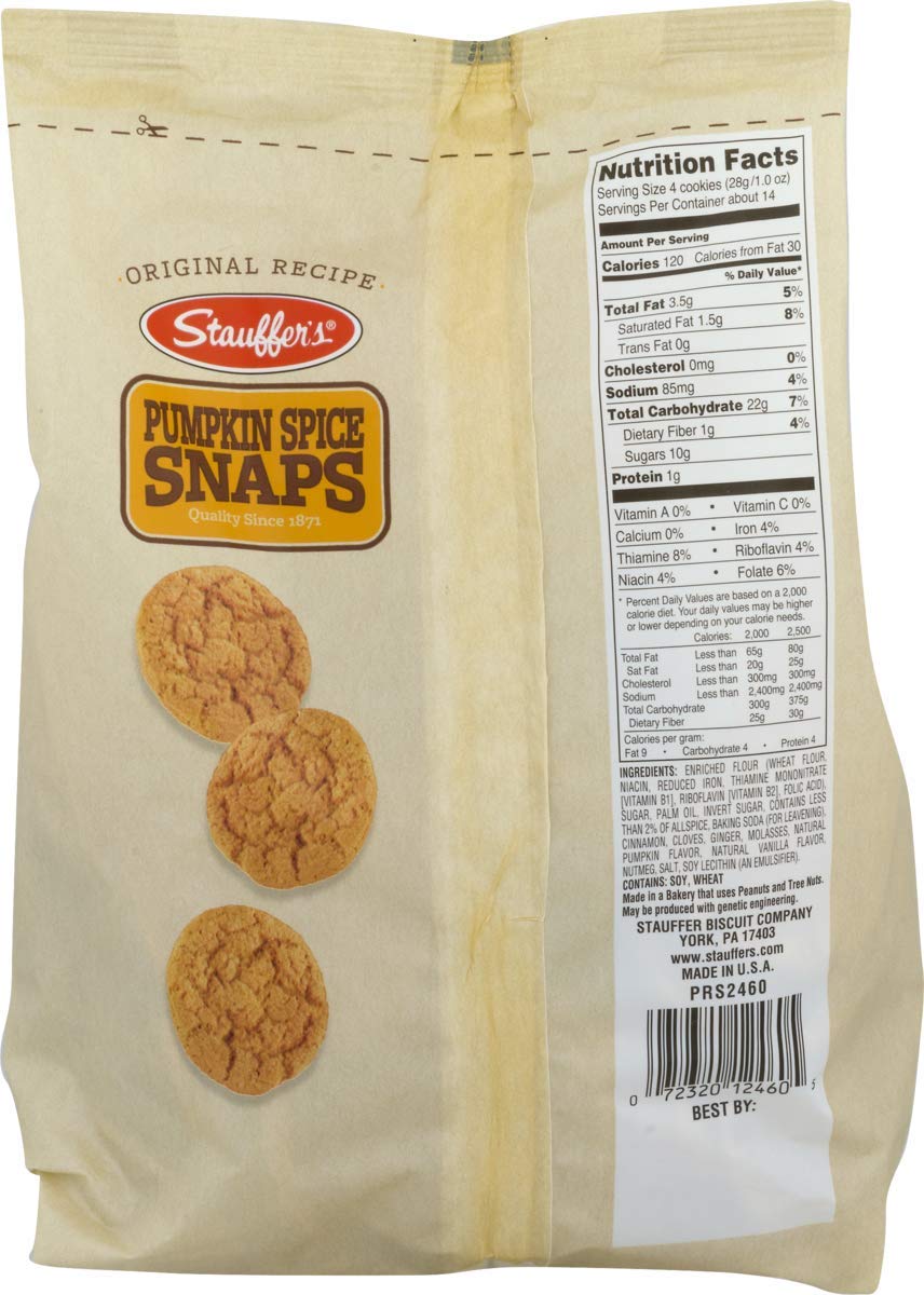 Stauffer's Cookies - Apple Pie Snaps & Pumpkin Spice Snacks, 4-Pack (14 oz Bags) | Perfect for Holiday Baking, School Lunches & Office Snacks