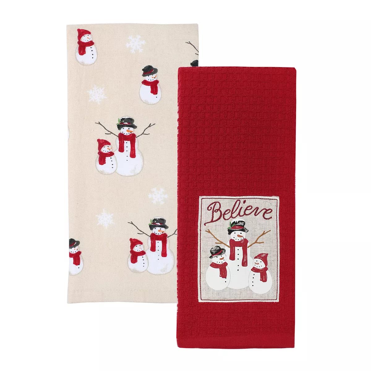 Christmas Snowman Kitchen Dish Towels - 2 Pack Set for Holiday Decor, Cooking & Gift Giving - Festive Cotton Kitchen Towels for Christmas Decorations & Hostess Gifts