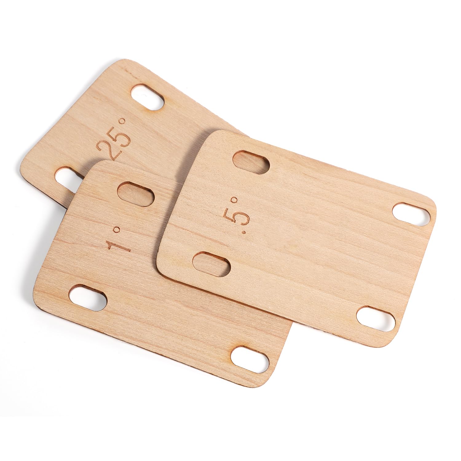 3-Piece Guitar Neck Shims Set - Solid Maple Wood Bass Guitar Neck Repair Kit (0.25°, 0.5°, 1° Angles) - Durable Guitar Neck Protection Plate for Professional Setup & Maintenance - Perfect for Guitarists, Luthiers & Music Repair Shops