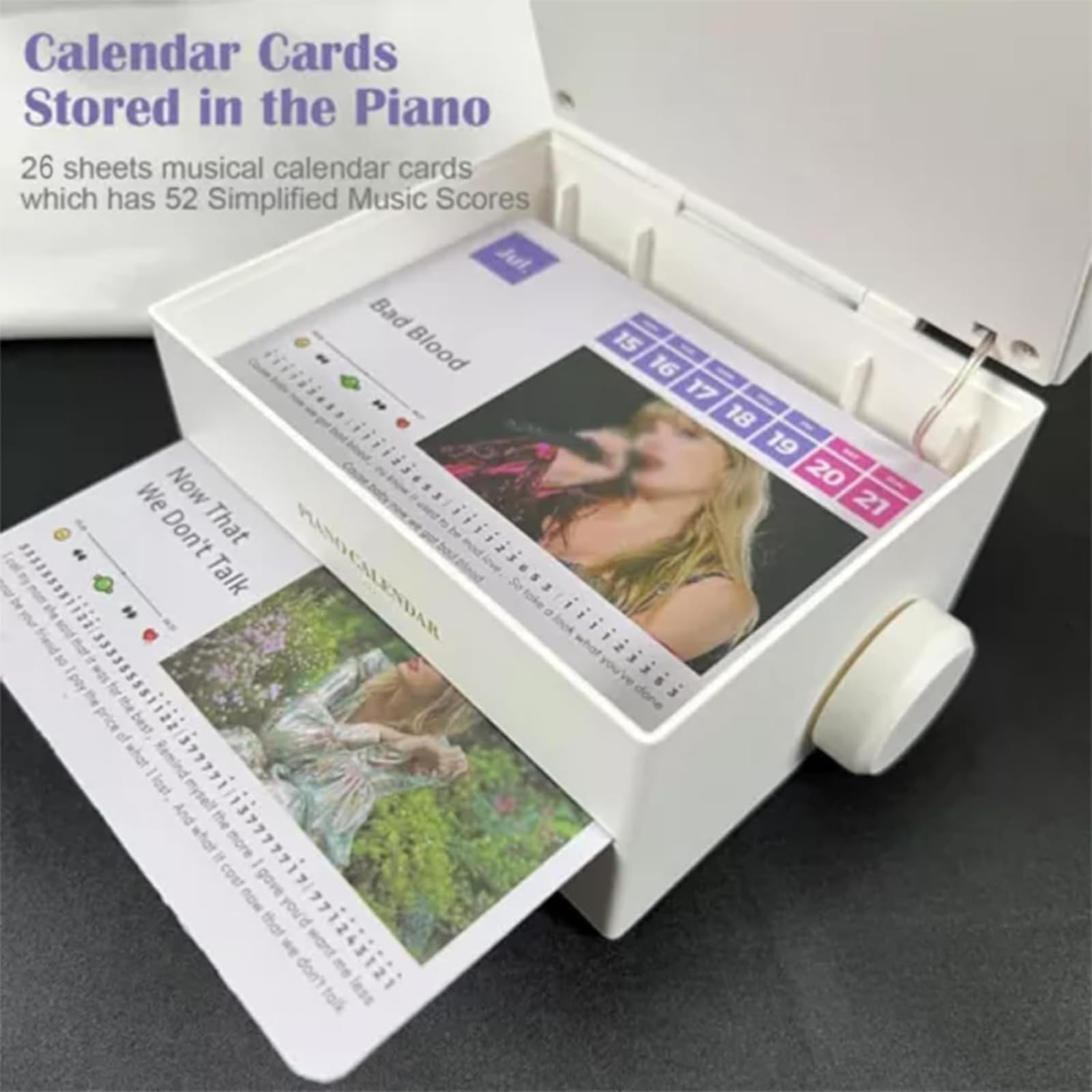 2025 Swift Piano Playable Desk Calendar with 52 Simplified Music Scores - 26 Cards, Perfect Gift for Music Lovers, Family & Friends (White) | Home Office Decor, Music Practice Aid, Holiday Gift Idea