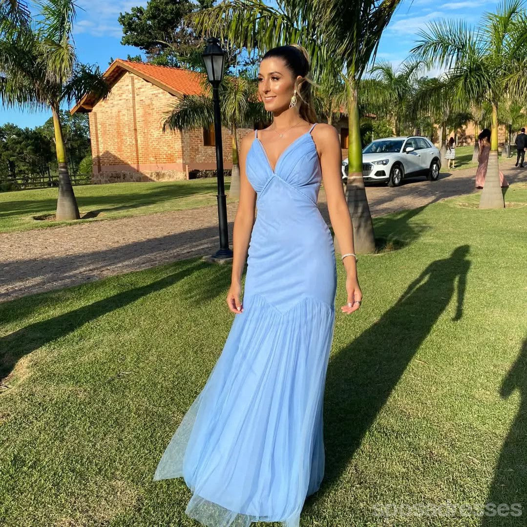 Elegant Blue Mermaid V-Neck Long Prom Dress for Women - Formal Evening Gown for Parties, Homecoming, and Special Occasions (Style 13741)