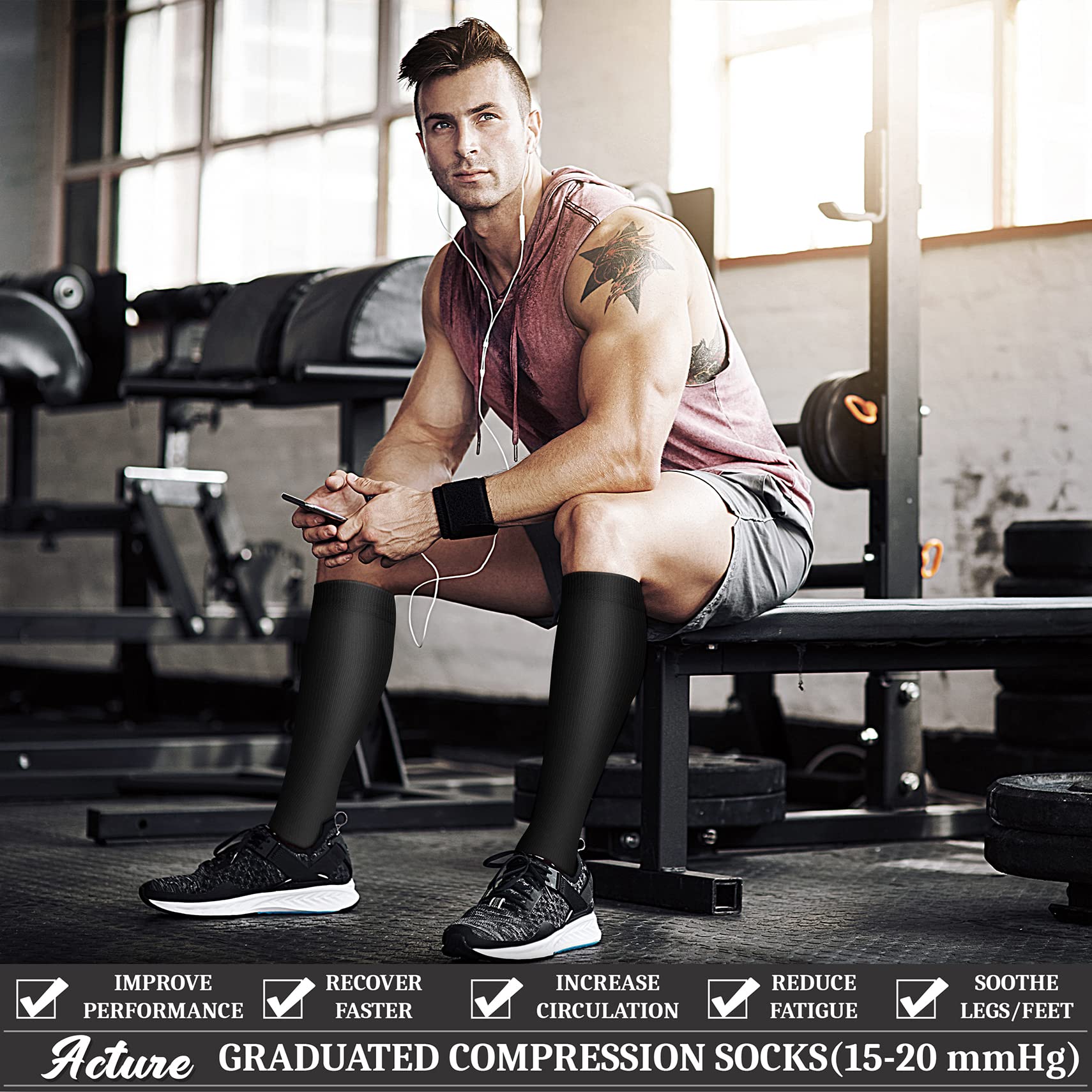Acture 15-20 mmHg Compression Socks for Women & Men - Medical Grade Support for Running, Nursing, Varicose Veins & Travel - Improve Circulation & Reduce Swelling (Perfect for Athletes, Nurses & Frequent Flyers)