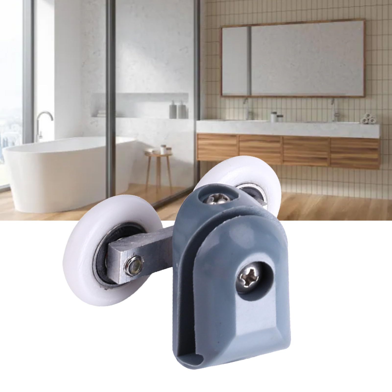 8-Pack Shower Door Rollers - Top & Bottom Double Wheel Pulleys for Most Shower Enclosures & Cabins | Durable Sliding Wheels for Smooth Shower Door Operation | Perfect for Bathroom Renovation & Shower Replacement Projects