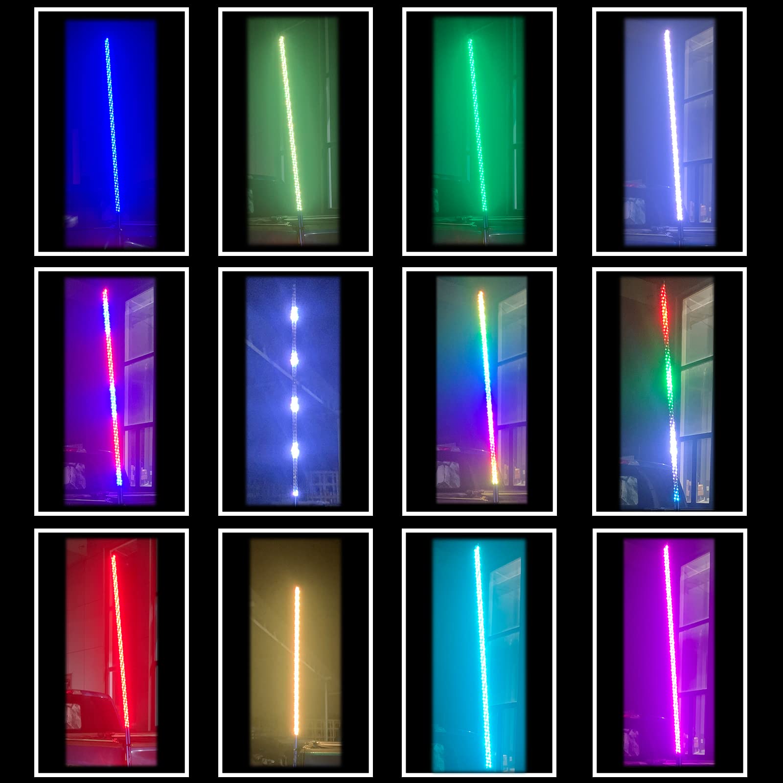 LED Whip Lights for Trucks with Remote Control - 366 Color Modes & 9 Brightness Levels - Compatible with 2015-2020 Ford F150 - Includes Flag Pole Holder (47in, With Flag) - Perfect for Off-Roading, Camping & Truck Shows