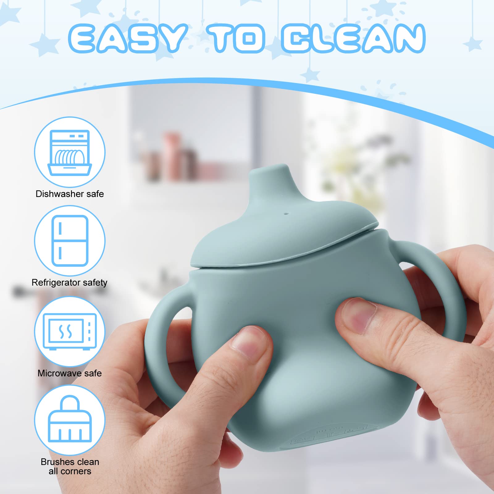 Vicloon 150ml Toddler Straw Cup - No Spill Sippy Cup for Baby Training | Home & Travel Use