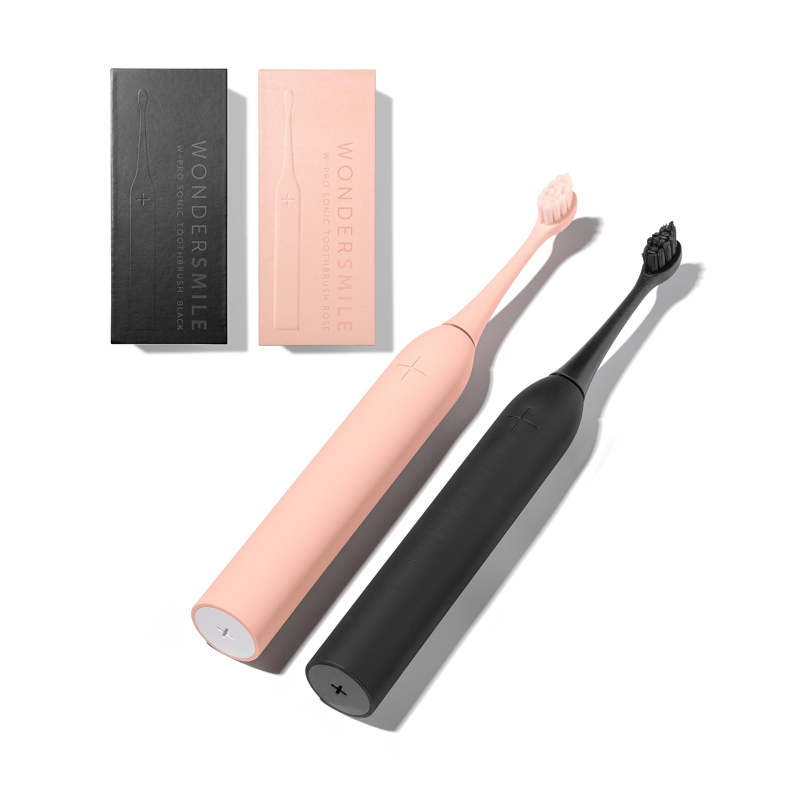 Wondersmile Sonic Toothbrush Twin Pack PRO - Electric Toothbrush with 4 Cleaning Modes, Ultrasonic Technology & Smart Brush Heads (Atomic Rose/Ultimate Black) - Perfect for Travel, Family Use & Daily Oral Care
