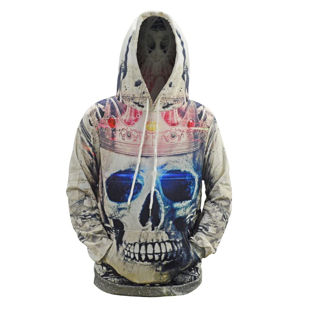 3D Skull Hoodies for Men & Women - Fashion Streetwear Hip Hop Sweatshirts with Drawstring Hood - Perfect for Casual Wear, Halloween Costumes & Hip Hop Outfits