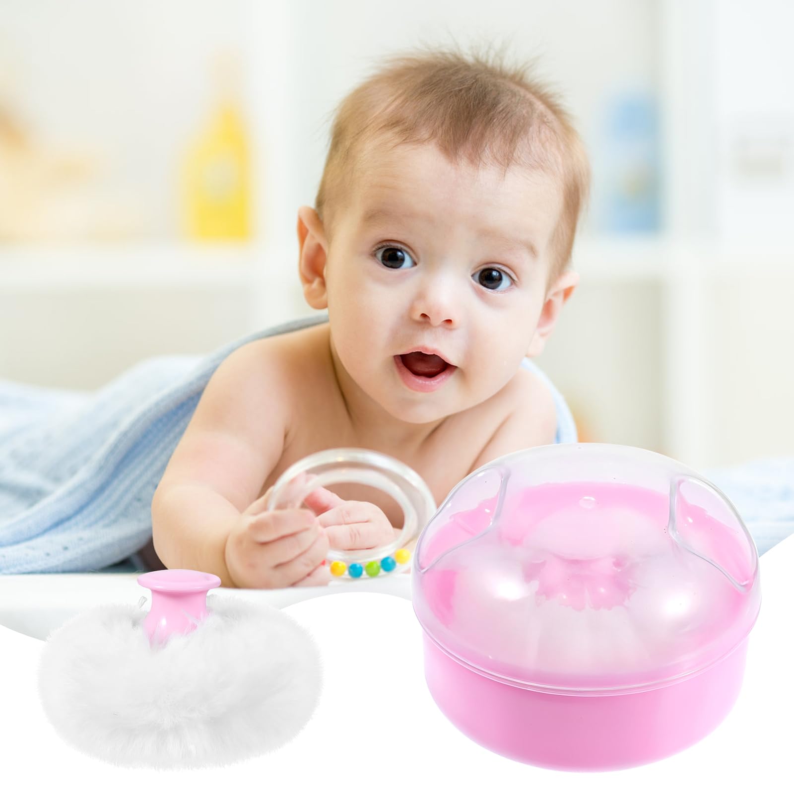 Soft Baby Body Powder Puff with Travel Case - Hypoallergenic Cosmetic Puff for Face & Body Loose Powders - Ideal for Baby, Kids & Women's Bath, Makeup & Travel Essentials