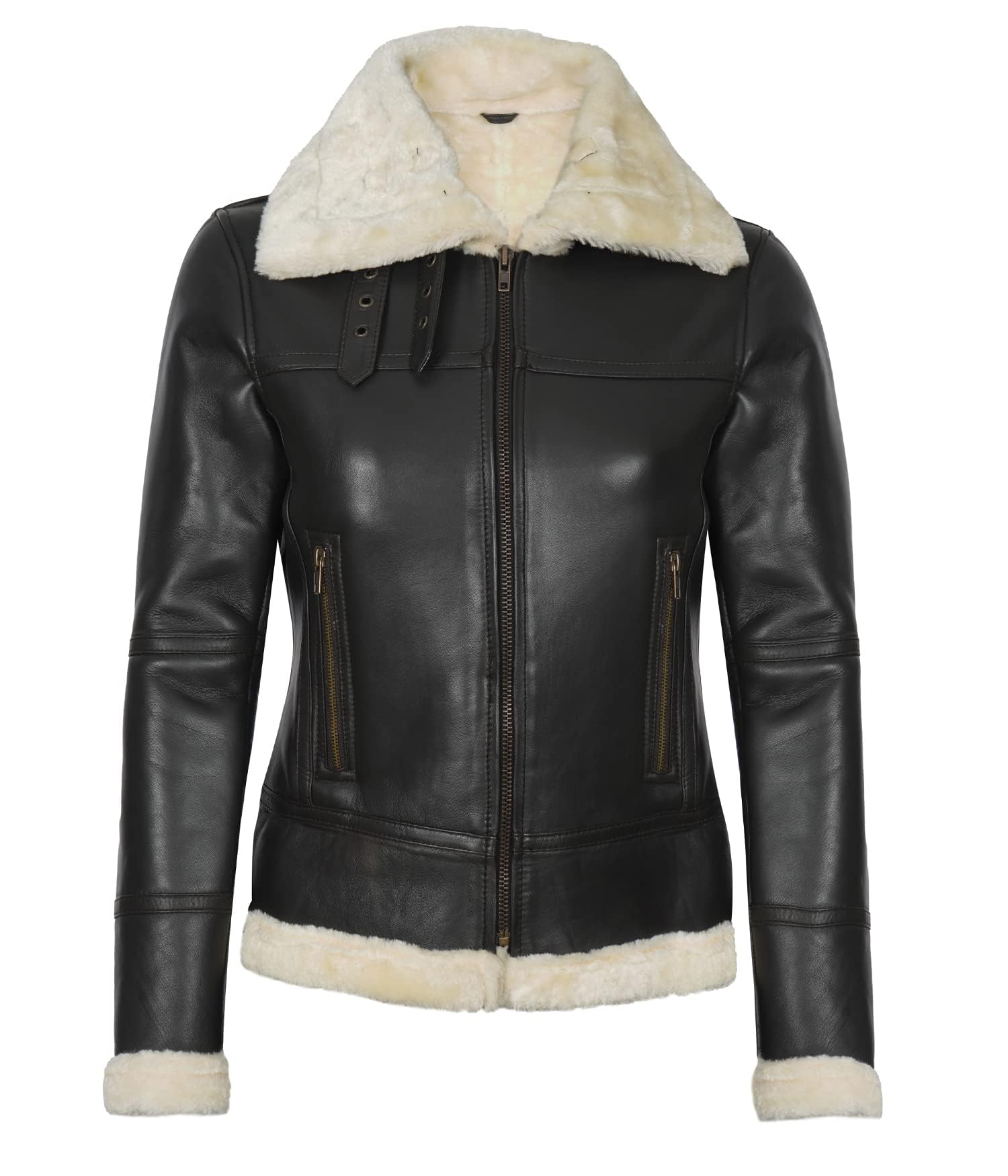 Blingsoul Women's Genuine Leather Winter Jacket - Stylish & Warm Outerwear for Casual Outings & Winter Adventures