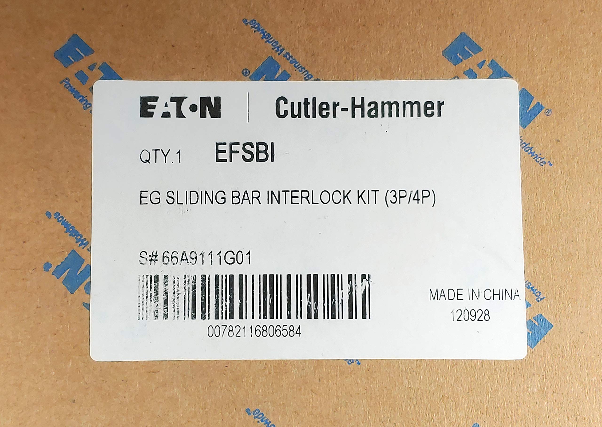 Eaton Cutler-Hammer EFSBI EG 3P/4P Sliding Bar Interlock Kit - Electrical Panel Safety Lockout Device for Industrial & Commercial Use