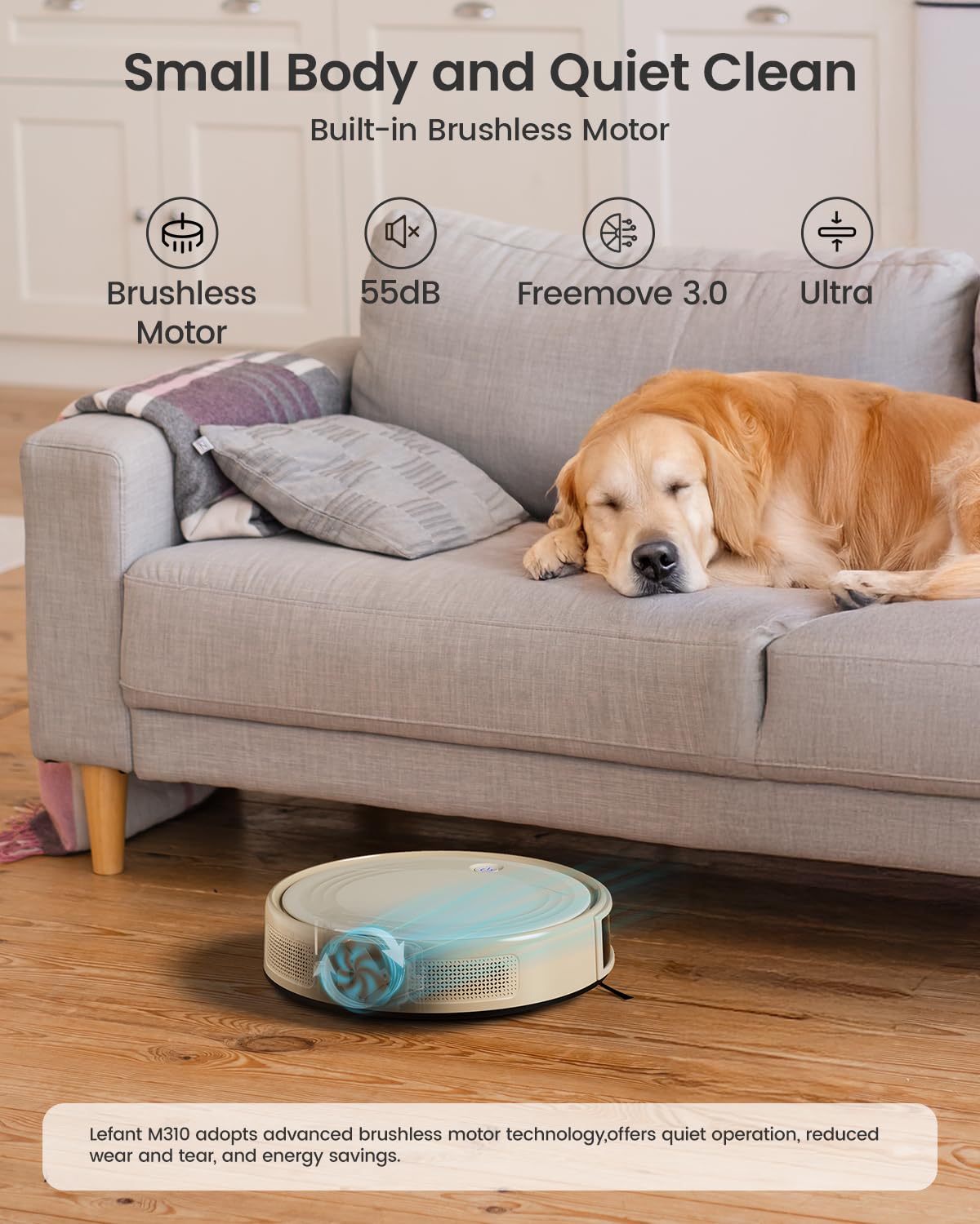 Lefant M310 Robot Vacuum Cleaner - 4500Pa Strong Suction, Smart PreciSense Obstacle Avoidance, Ultra-Quiet Brushless Motor, Slim Design, 160 Min Runtime, Self-Charging, Wi-Fi/App/Alexa Compatible - Perfect for Pet Hair, Hard Floors & Daily Home Cleaning