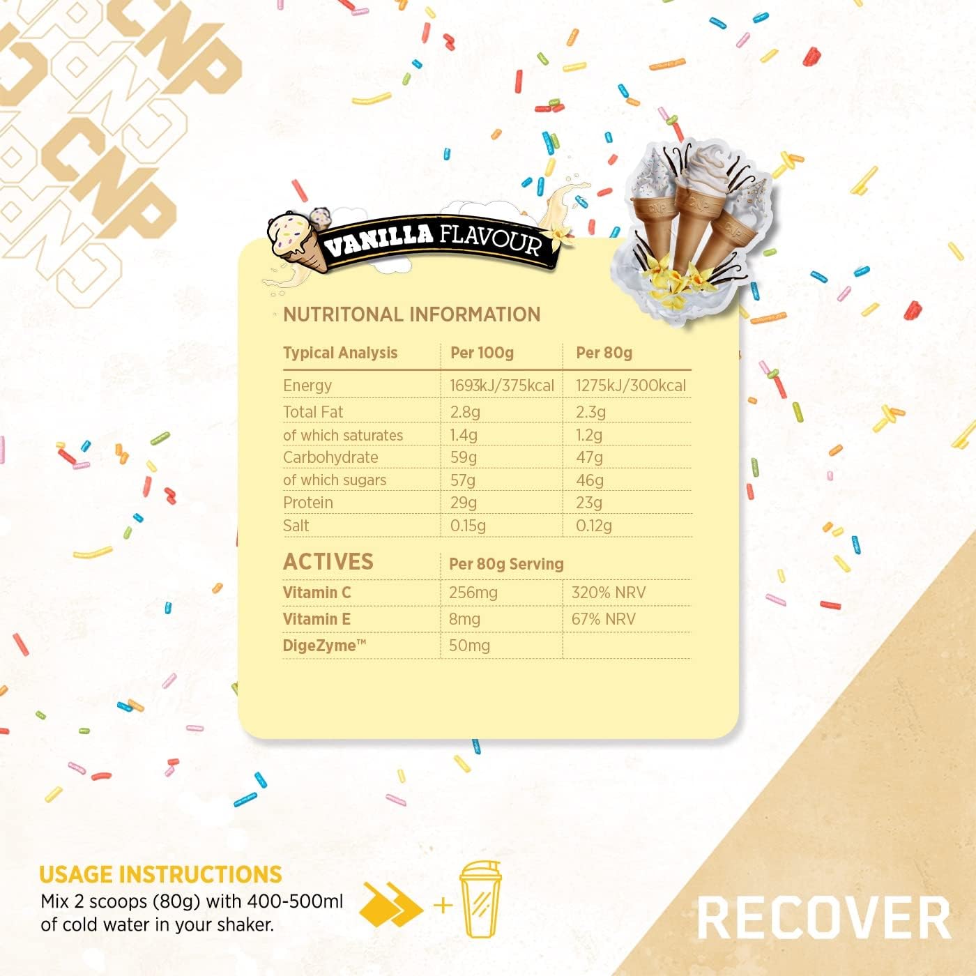 CNP Pro Recover Vanilla 5kg - Premium Post Workout Recovery Powder with High Protein & Carbs for Muscle Growth & Recovery | Ideal for Athletes & Gym Enthusiasts