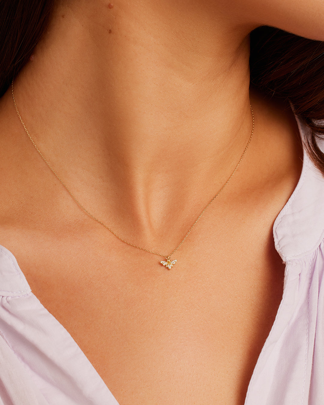 Diamond Bee Necklace for Women - 14K Gold Plated Bee Pendant Jewelry - Perfect for Birthday, Anniversary & Valentine's Day Gifts