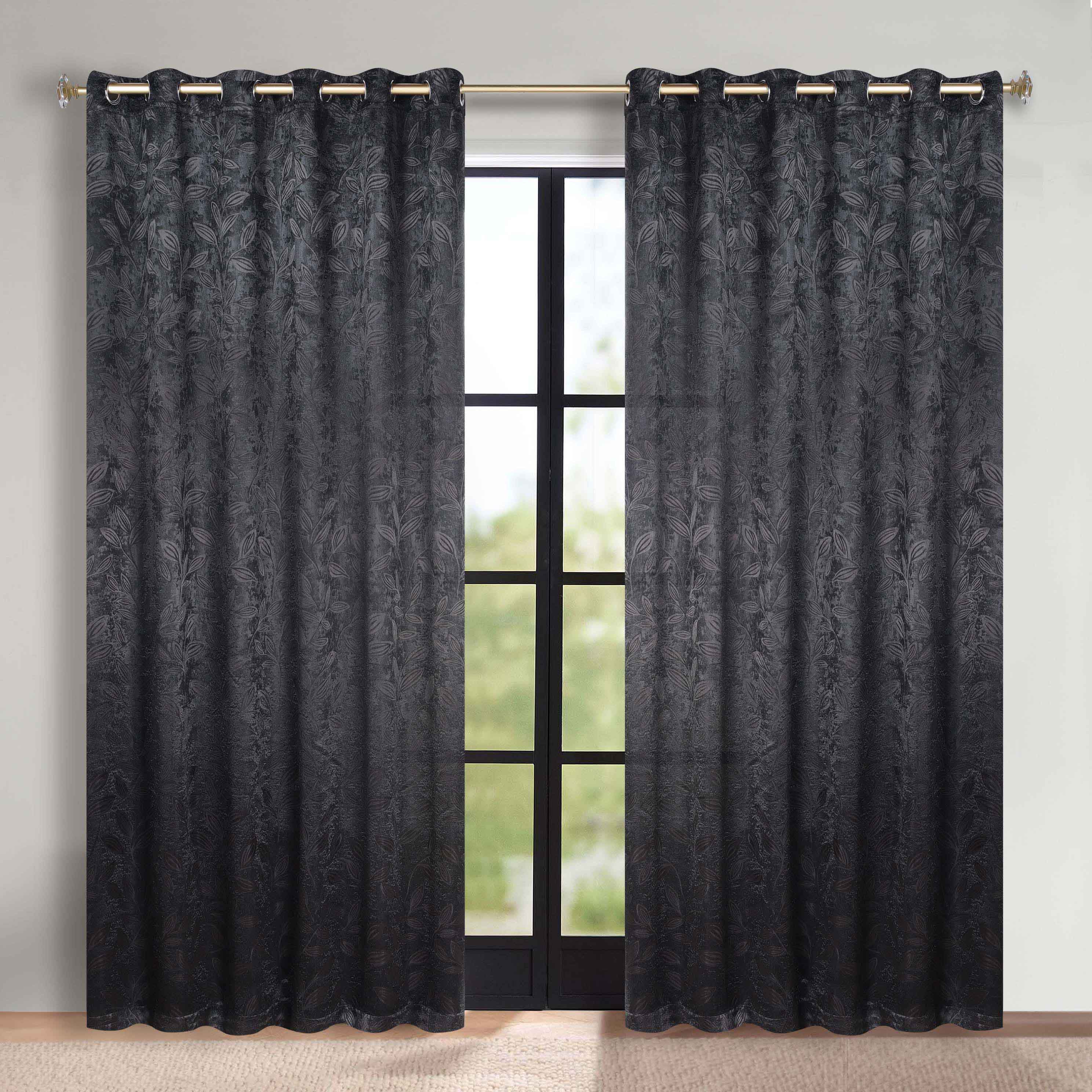 Leaves Grommet Blackout Curtains Set of 2 - Thermal Insulated Room Darkening Drapes for Bedroom & Living Room - Noise Reducing Window Treatment for Home Decor