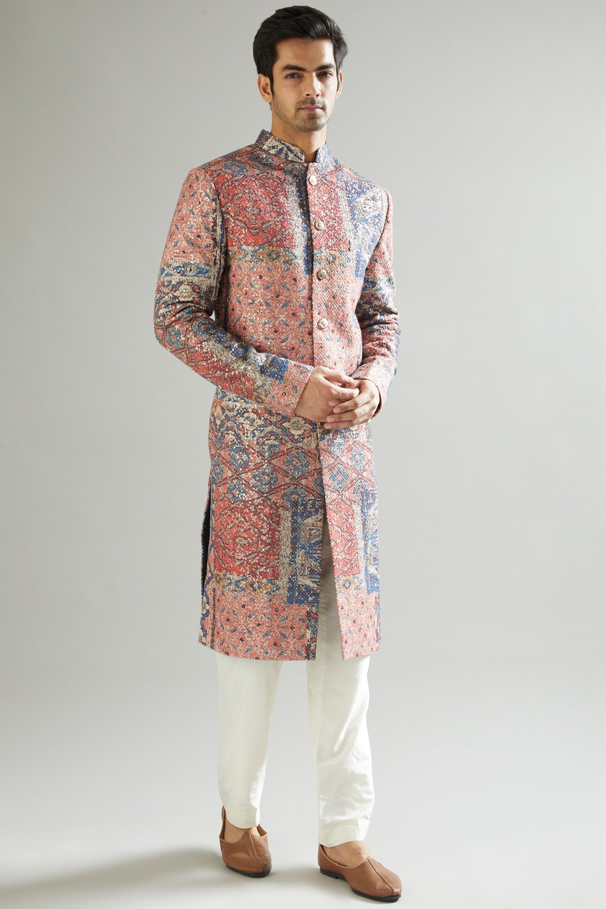 Stylish Maroon Printed & Embroidered Kurta for Men | Traditional Indian Tunic | Perfect for Festivals, Weddings & Cultural Events