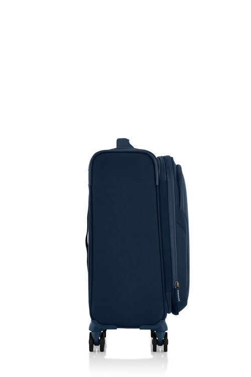 American Tourister Applite 5.0 55/20 Expandable Carry-On Luggage - Navy Blue Spinner Suitcase for Business Travel & Weekend Getaways