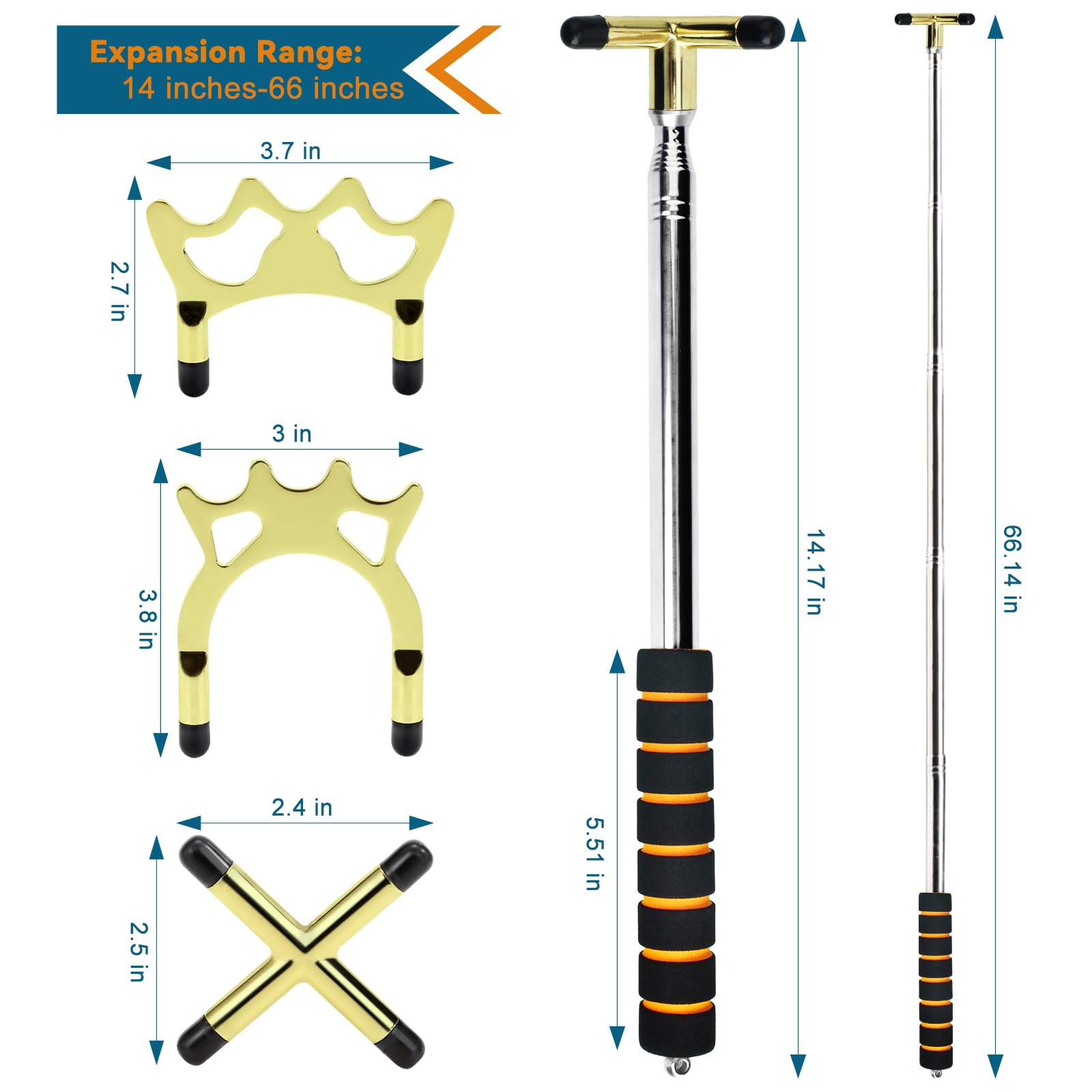 Retractable Billiards Cue Bridge Stick - 3 Pcs Removable Bridge Heads, Adjustable Snooker Pool Cue Accessory for Game & Competition, Perfect for Practice & Professional Play