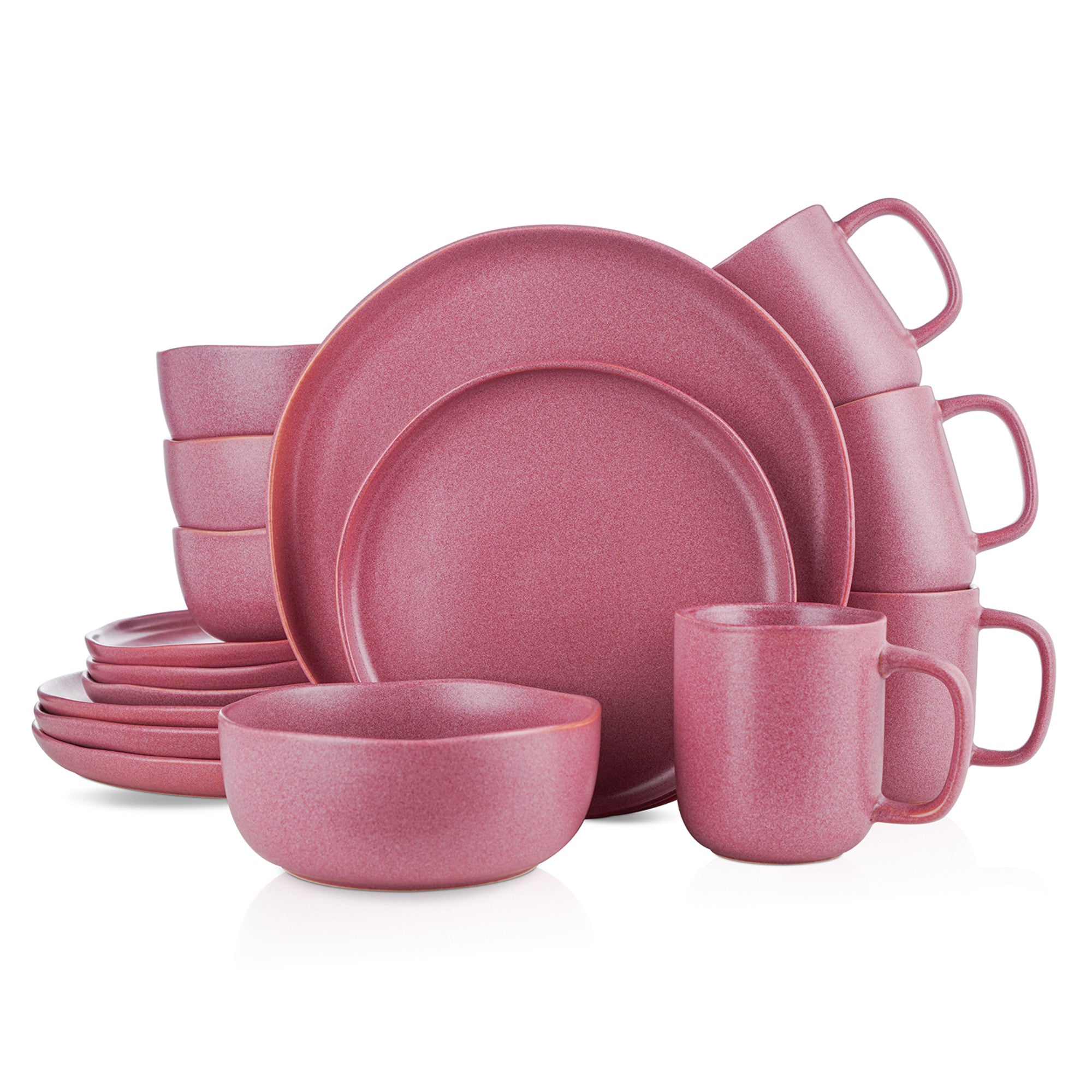 Premium Tom Stoneware Dinnerware Set - Elegant Pink & White 12-Piece Dinnerware for Everyday Use, Family Gatherings & Special Occasions