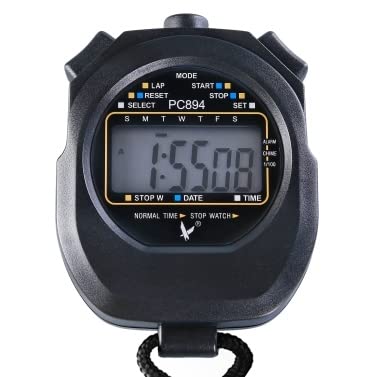 Digital Stopwatch with Single Row 2 Memories, Time & Date Display - Sports Timer for Track, Swimming, Coaching & Fitness Training