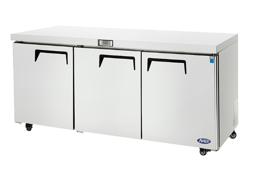 Atosa 72-Inch Commercial Undercounter Refrigerator with 3 Solid Doors - Perfect for Restaurants, Bars, and Catering Businesses