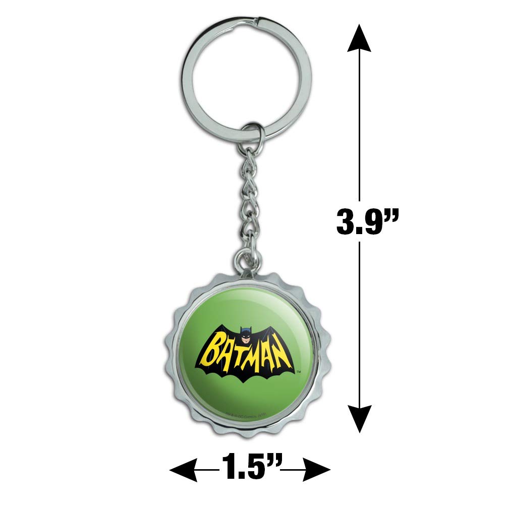 Batman Classic TV Series Logo Keychain - Chrome Plated Metal Bottle Opener with Pop Cap - Perfect for Collectors, Gifts & Everyday Use