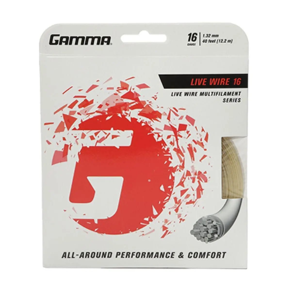 Gamma Live Wire 16 Tennis String Set - High Performance Tennis String for Power & Control | Perfect for Competitive Players & Recreational Use