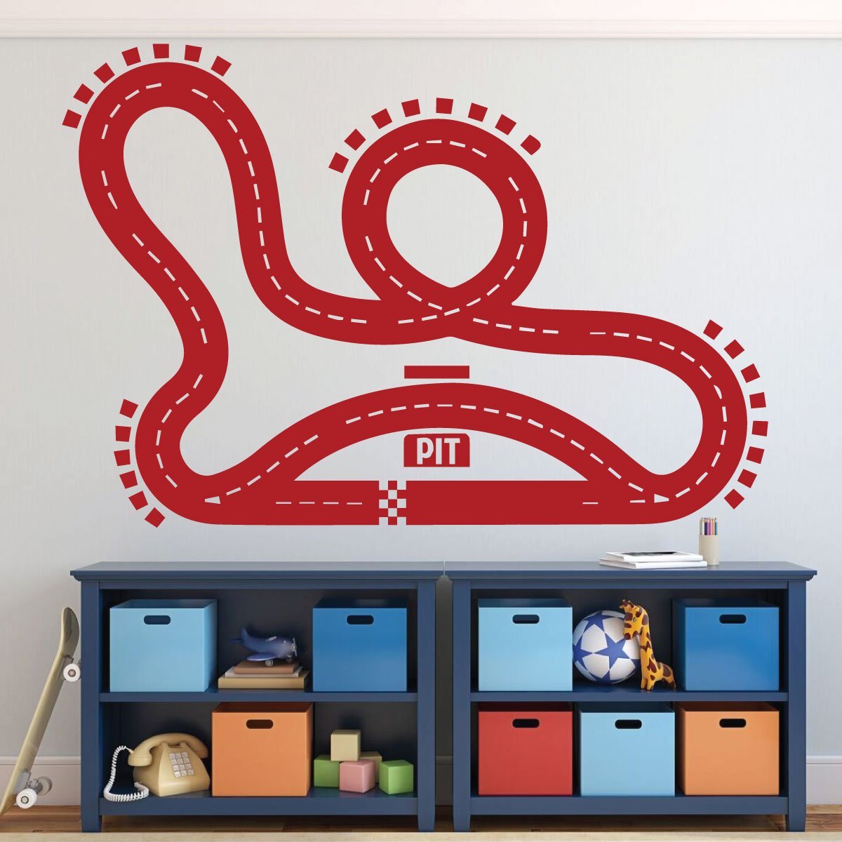 Race Track Wall Decal for Kids Room - Playroom & Nursery Decor for Boys