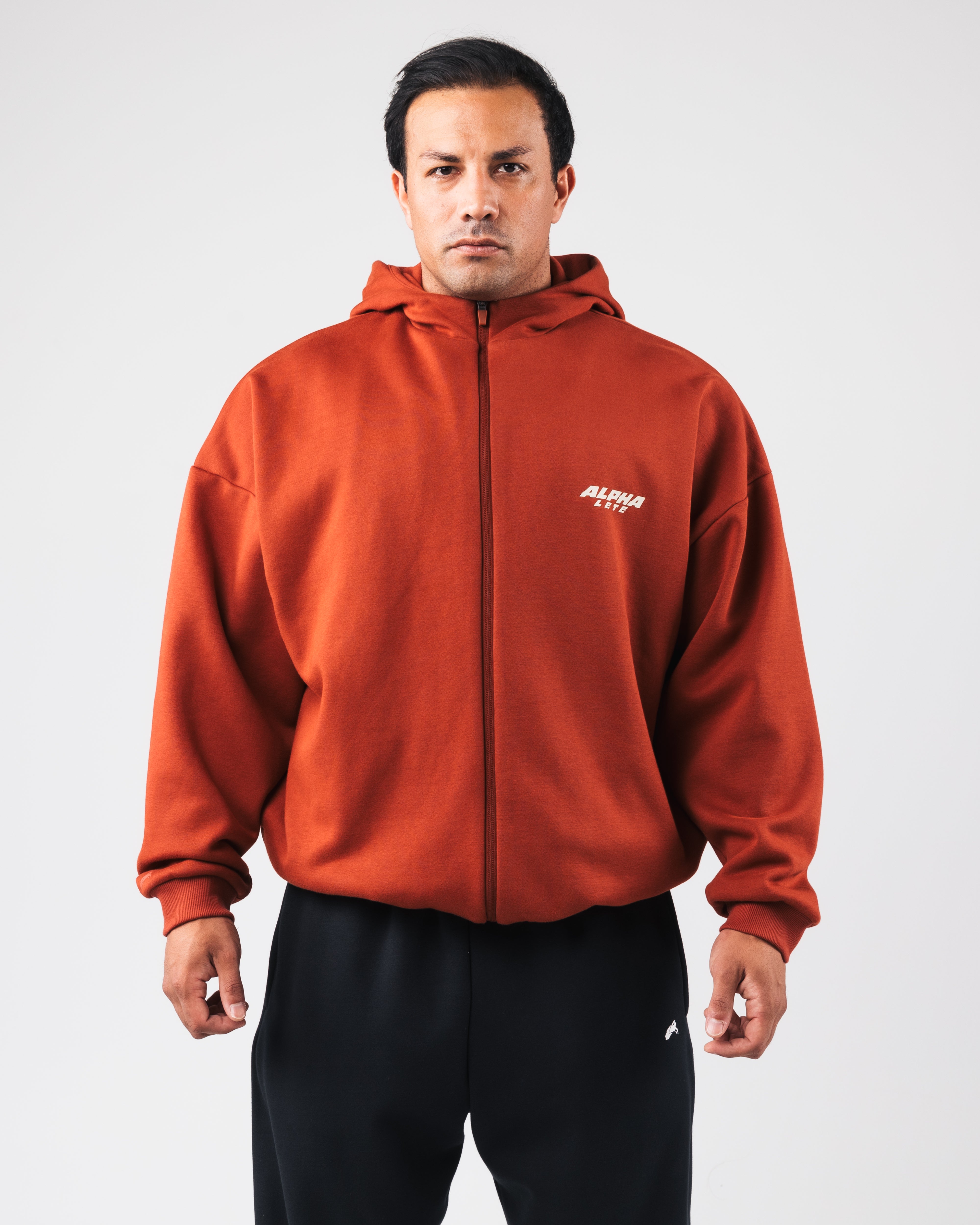 Force Renew Zip Hoodie for Men & Women - Rust Color Lightweight Fleece Jacket for Outdoor Activities, Gym & Casual Wear