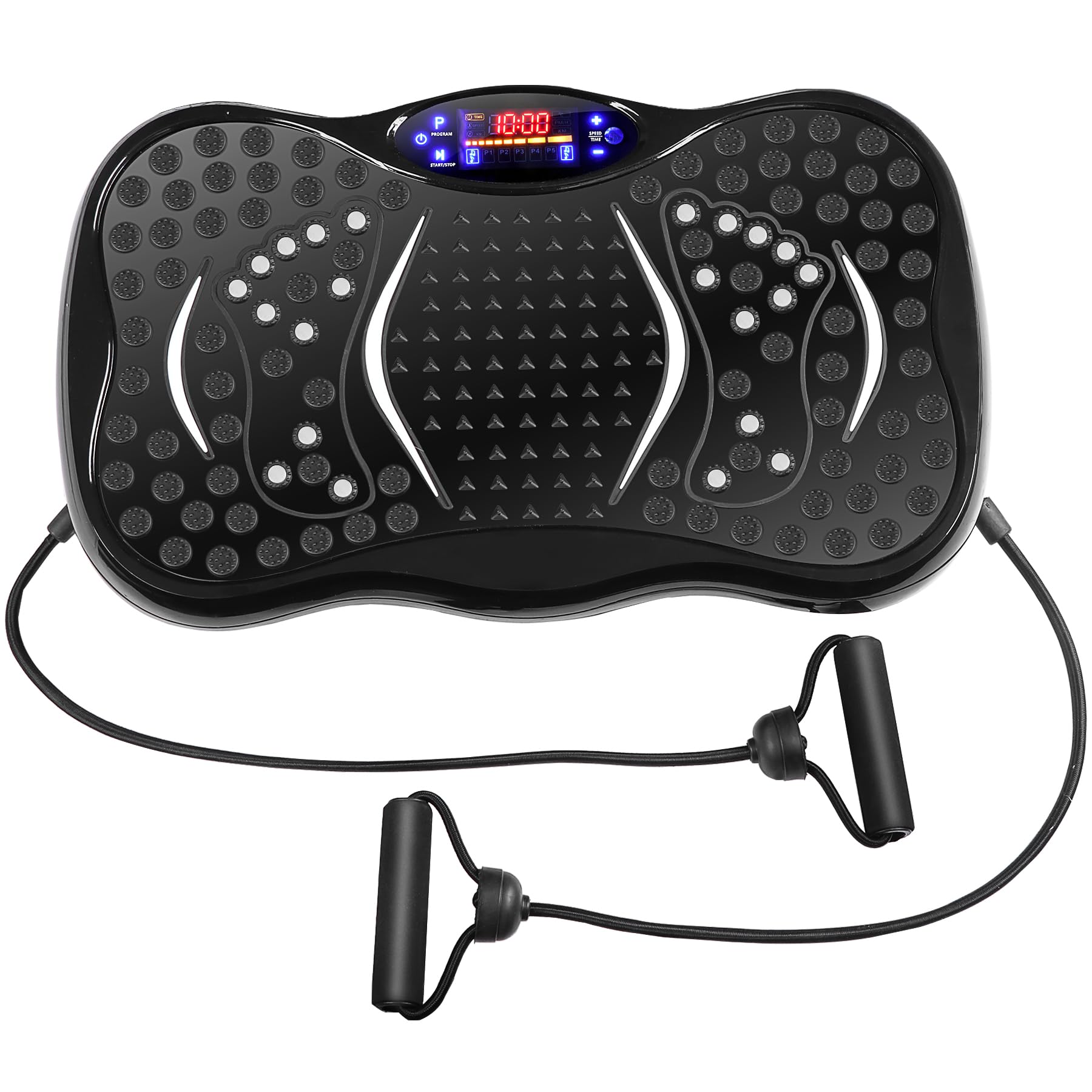 HomGarden Mini Vibration Platform Exercise Machine - Full Body Workout Equipment with Resistance Bands for Home Fitness, Weight Loss & Toning | Perfect for Home Gym, Small Spaces & Low-Impact Training (Black)