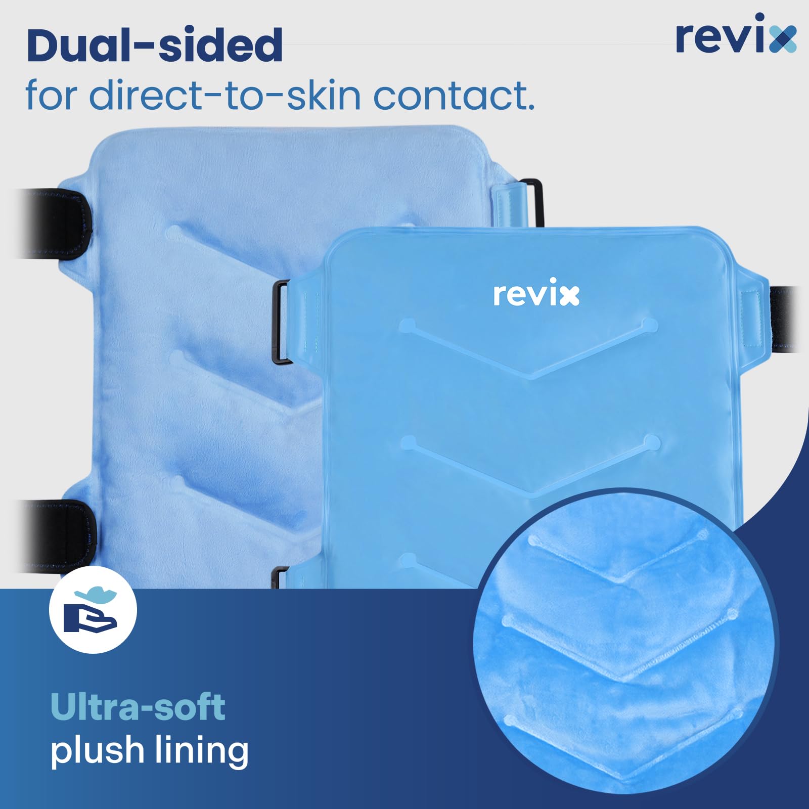 REVIX Large Reusable Ice Pack for Injuries - Flexible Soft Gel Cold Pack for Back, Hip, Leg & Shoulder Pain Relief - 12×15 Inch Blue - Perfect for Sports Injuries, Post-Workout Recovery & Joint Discomfort