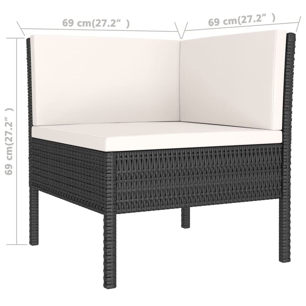 12-Piece VidaXL Patio Lounge Set with Cushions - Black Poly Rattan Outdoor Wooden Sofa Seating for Garden, Terrace & Backyard Relaxation