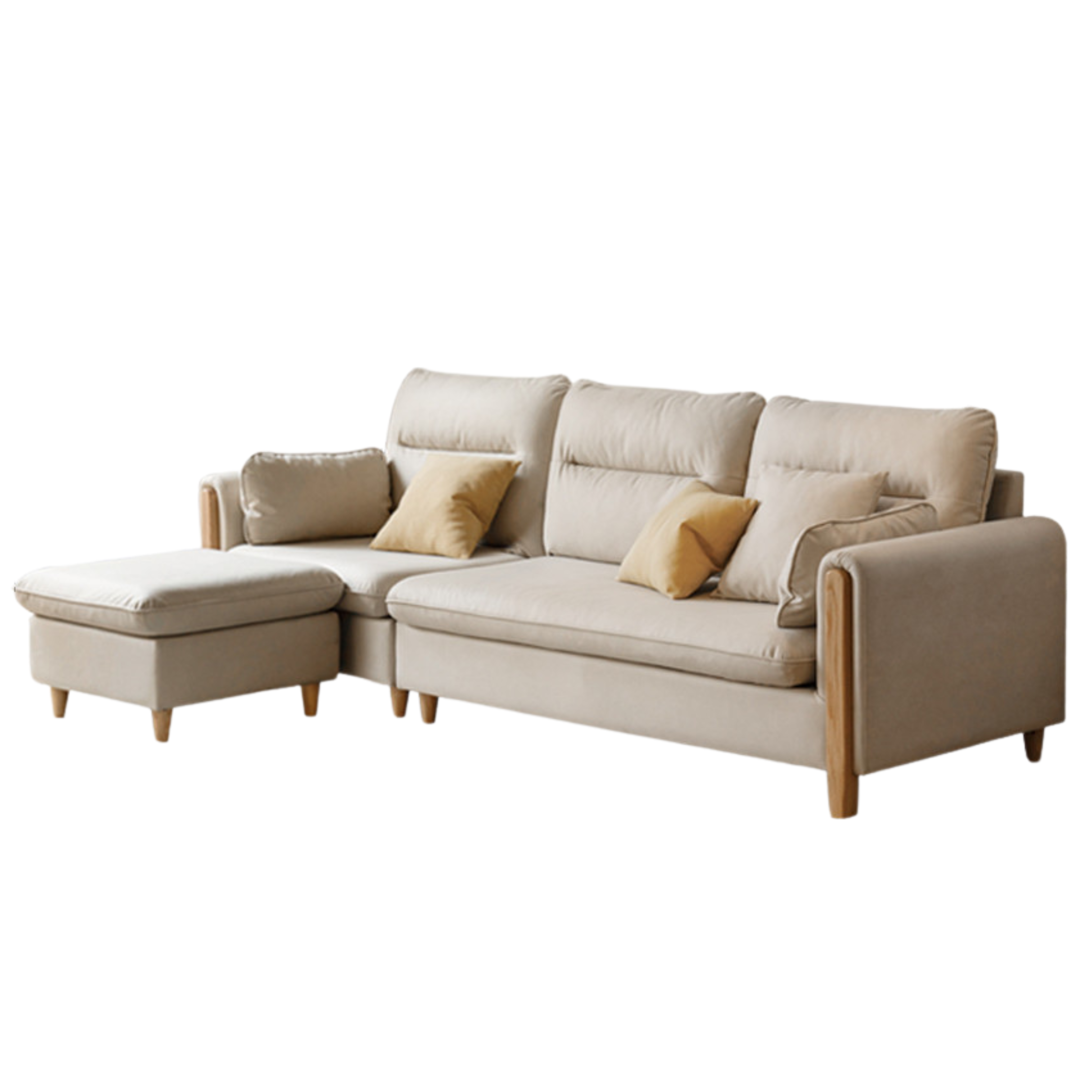 Premium Oak Solid Wood Luxury Fabric Sofa - Elegant & Durable Living Room Furniture for Home & Office Decor