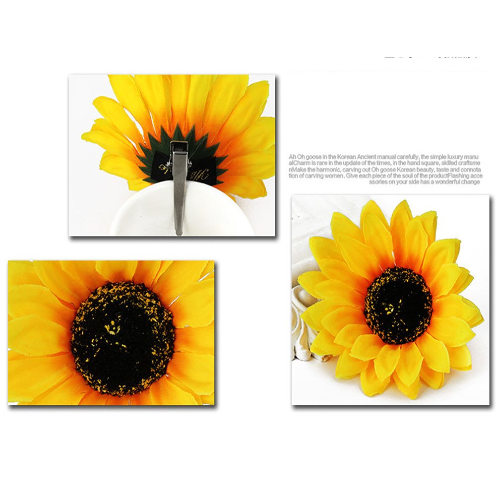 Non-Slip Sunflower Hair Clips for Women & Girls - Alligator Hairpins TS08 for Parties, Weddings & Everyday Style
