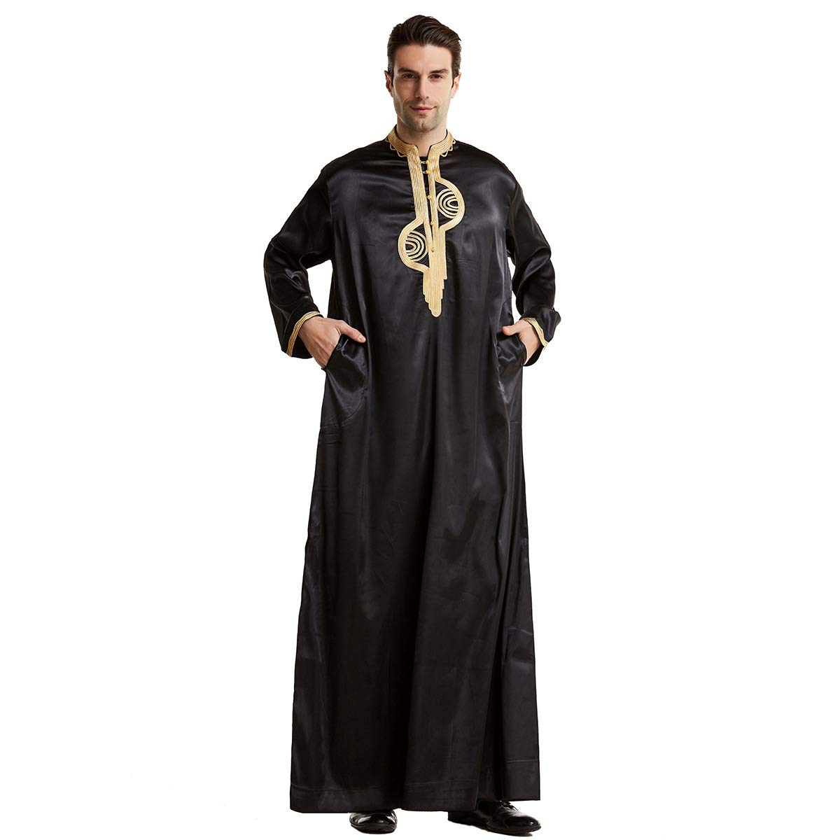 Premium Men's Muslim Kaftan Robe - Breathable Long Gown Dubai Traditional Ethnic Wear - Soft & Durable Islamic Clothing for Prayer, Home & Special Occasions