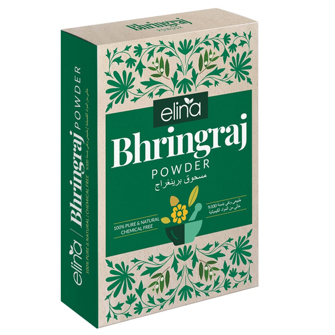 100% Pure Natural Elina Bhringraj Powder (Eclipta Alba) for Hair Growth & Conditioning - 100g | Ayurvedic Herbal Treatment for Thicker, Stronger Hair | Perfect for DIY Hair Masks & Scalp Treatments