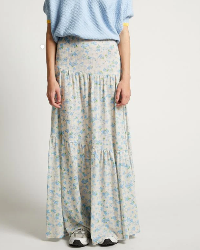 INDEE Long Printed Skirt for Women - Flowy Boho Maxi Skirt with Elastic Waist (XS-L) | Perfect for Beach, Vacation, and Summer Outfits