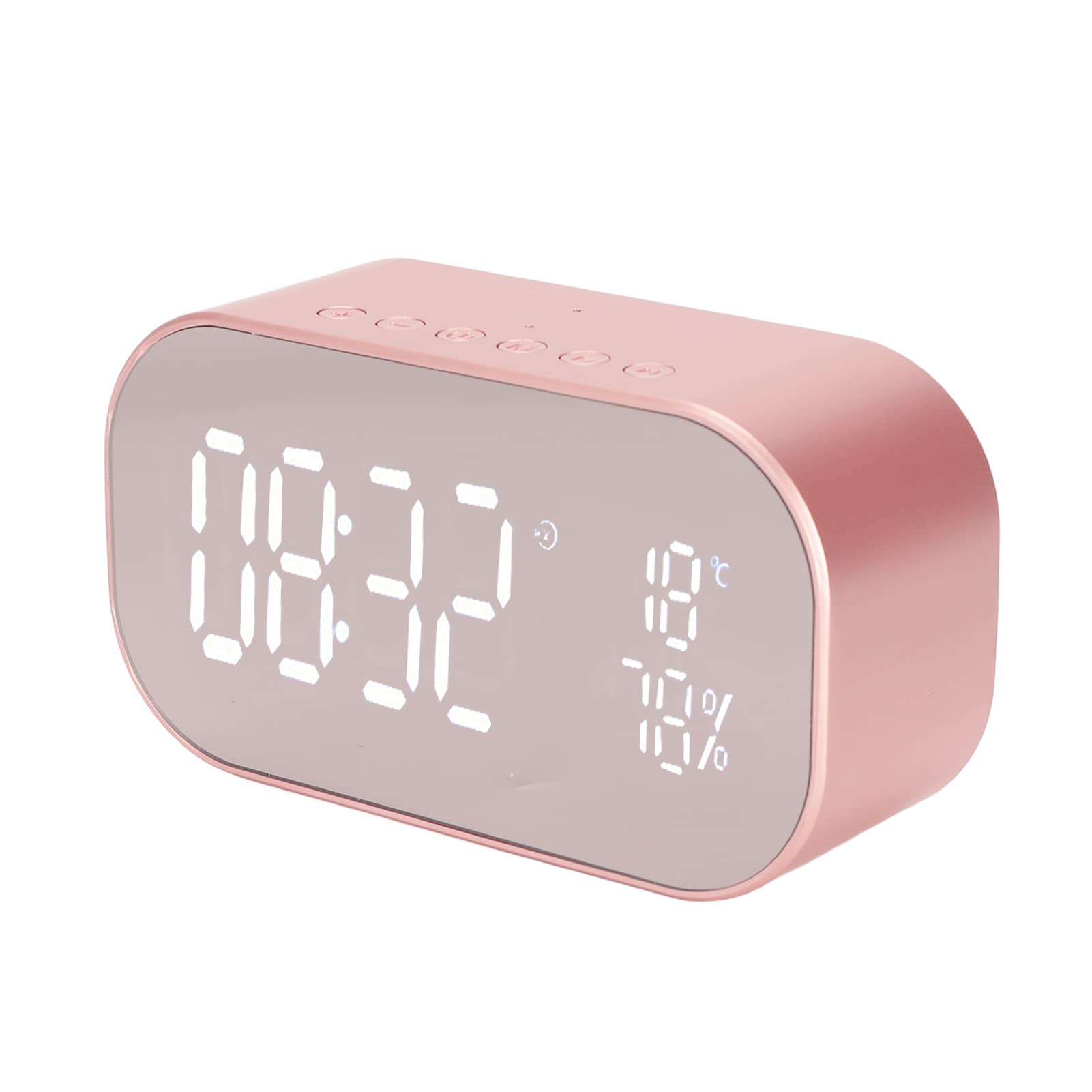 Jopwkuin Digital Alarm Clock Radio with FM HD, Noise Reduction & Long Battery Life, Rose Gold - Perfect for Bedroom, Office, and Travel Use