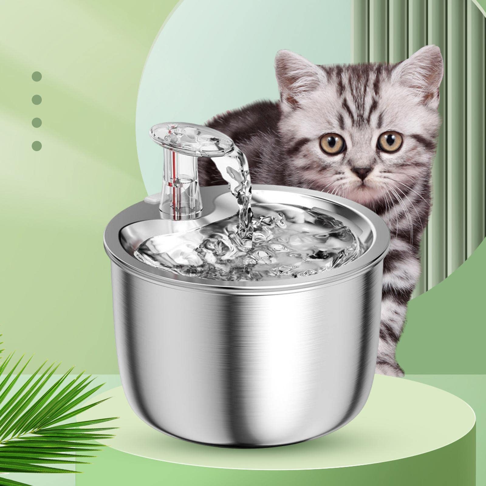Enakshi Quiet Cat Water Fountain with EU Adapter - Automatic Pet Drinking Bowl for Cats, Dogs, Puppies & Indoor Rabbits | BPA-Free Pet Water Dispenser for Home, Office & Travel Use